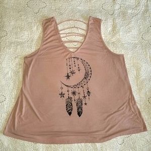 blush pink moon dream catcher lattice tank top